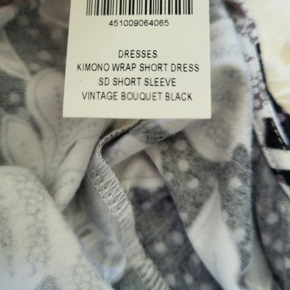 Soma Women XL Short Sleeve Kimono Faux Wrap Dress Vintage Bouquet Floral New - Picture 9 of 10